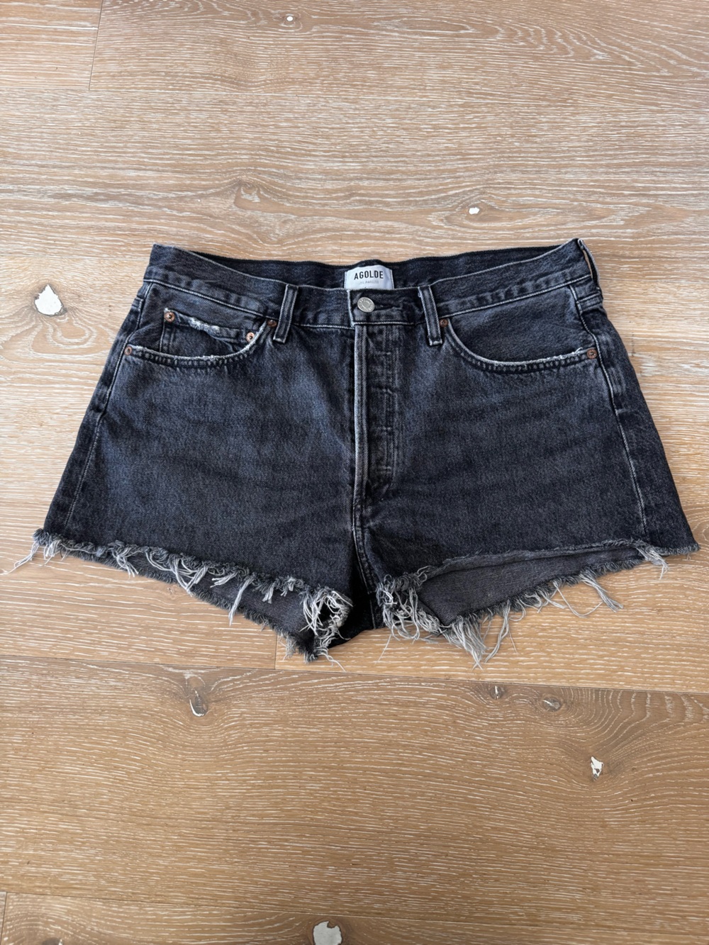 Agolde Parker Vintage Cutoff Denim Shorts in Bewitched Wash